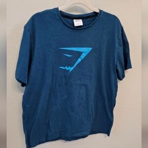 Gymshark Teal Blue Crewneck Tee with Light Blue Logo